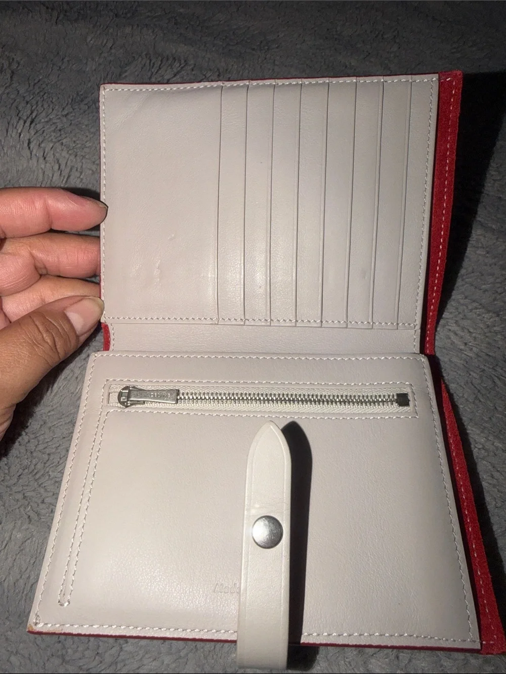 Preloved Céline Red Leather Snap Wallet great condition calfskin leather